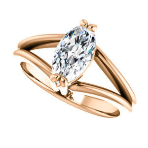 Cubic Zirconia Engagement Ring- The Reese (Customizable Marquise Cut Solitaire with Grooved Band)