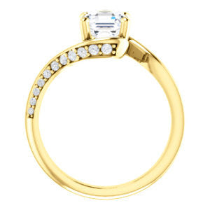Cubic Zirconia Engagement Ring- The Nicola (Customizable Asscher Cut Style with Twisting Bypass Band featuring Inset Pavé Accents)
