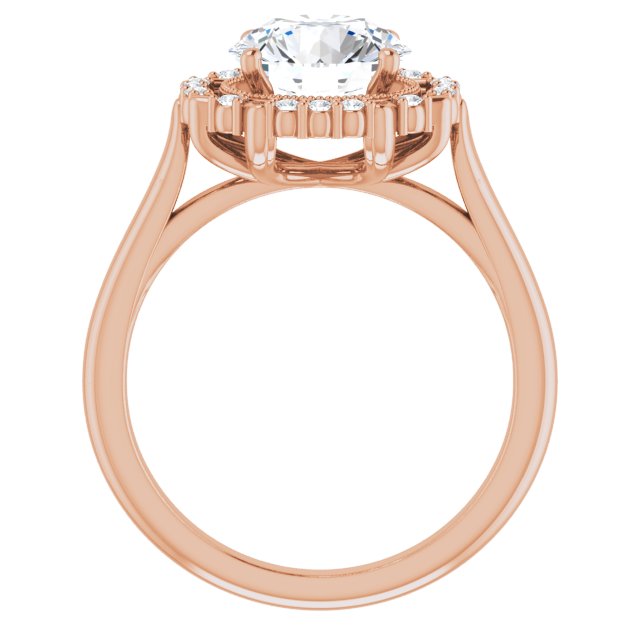 Cubic Zirconia Engagement Ring- The Sana (Customizable Round Cut Design with Majestic Crown Halo and Raised Illusion Setting)