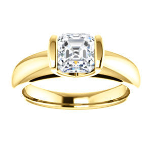 CZ Wedding Set, featuring The Liza Bella engagement ring (Customizable Asscher Cut Cathedral Bar-set Solitaire)