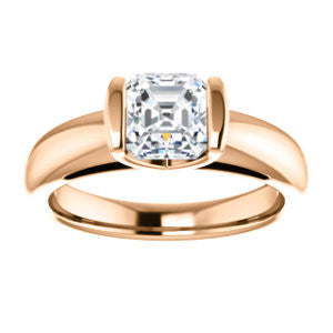 CZ Wedding Set, featuring The Liza Bella engagement ring (Customizable Asscher Cut Cathedral Bar-set Solitaire)