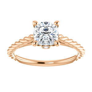 Cubic Zirconia Engagement Ring- The Lolita (Customizable Cushion Cut Style with Braided Metal Band and Round Bezel Peekaboo Accents)