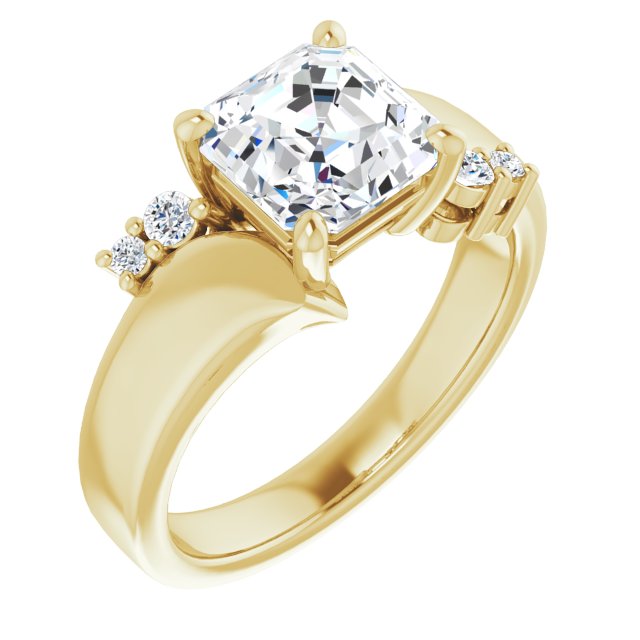 Cubic Zirconia Engagement Ring- The Inez (Customizable 5-stone Asscher Cut Style featuring Artisan Bypass)