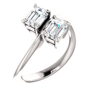 Cubic Zirconia Engagement Ring- The Patti (Customizable Radiant Cut 2-stone Bypass Style)