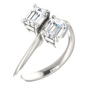 Cubic Zirconia Engagement Ring- The Patti (Customizable Radiant Cut 2-stone Bypass Style)