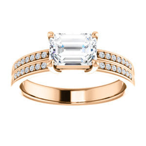 CZ Wedding Set, featuring The Lyla Ann engagement ring (Customizable Radiant Cut Design with Wide Double-Pavé Band)