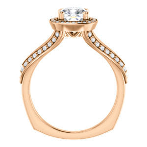 Cubic Zirconia Engagement Ring- The Loren (Customizable Cushion Cut Halo Design featuring Three-sided Twisting Pavé Split Band)