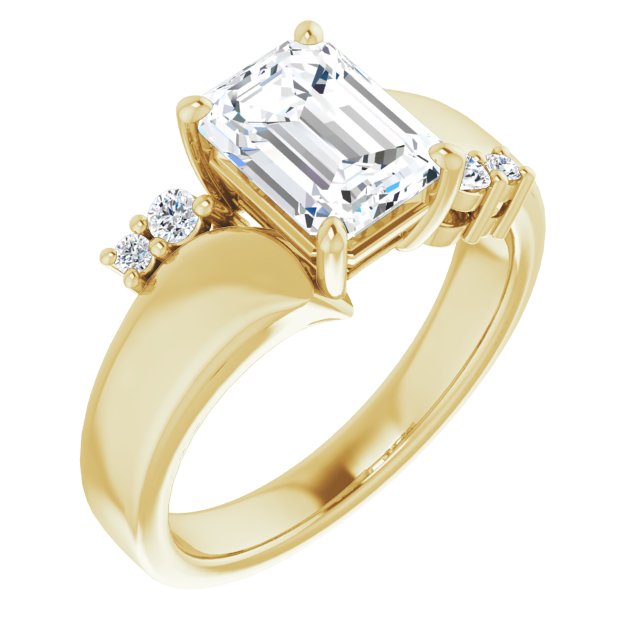 Cubic Zirconia Engagement Ring- The Inez (Customizable 5-stone Emerald Cut Style featuring Artisan Bypass)