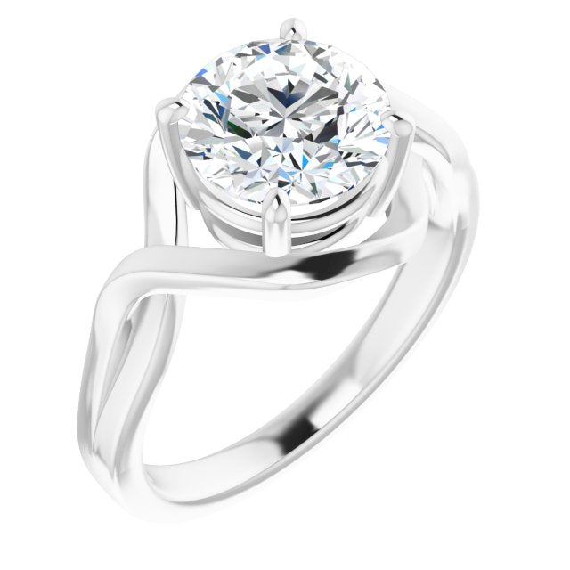 14K White Gold Customizable Round Cut Hurricane-inspired Bypass Solitaire