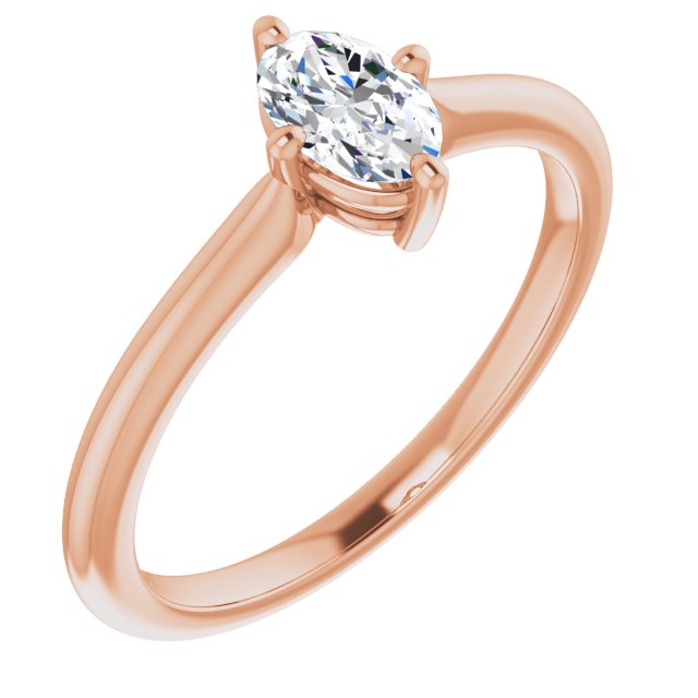 10K Rose Gold Customizable Oval Cut Solitaire with Raised Prong Basket