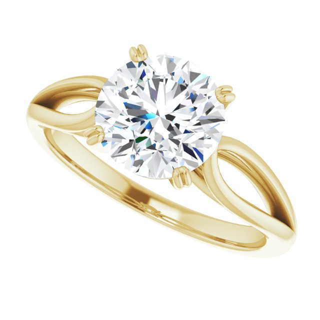 Cubic Zirconia Engagement Ring- The Gayle (Customizable Round Cut Solitaire with Wide-Split Band)