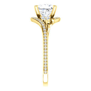 Cubic Zirconia Engagement Ring- The Candie (Customizable Princess Cut with Artisan Bypass Pavé and 7-stone Cluster)