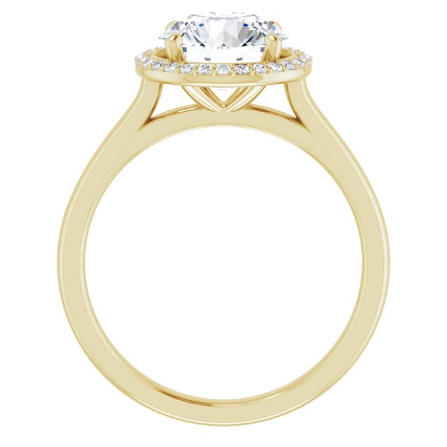 Cubic Zirconia Engagement Ring- The Amber (Customizable Halo-Styled Cathedral Round Cut Design)