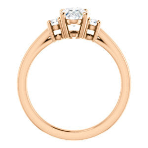 Cubic Zirconia Engagement Ring- The Jacqueline (Customizable Oval Cut 3-stone with Thin Band and Dual Round Prong Accents)