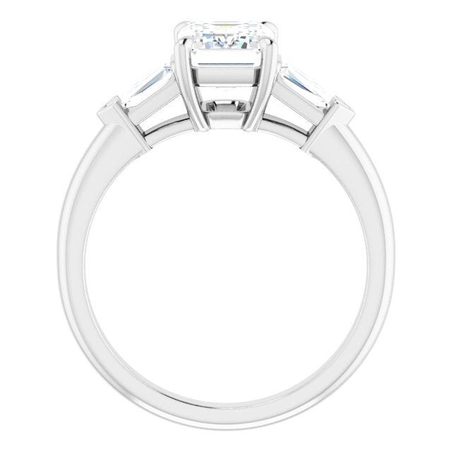 Cubic Zirconia Engagement Ring- The Fortunada (Customizable 5-stone Design with Radiant Cut Center and Quad Baguettes)