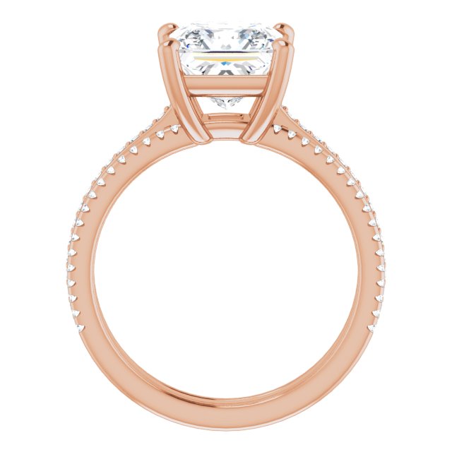 Cubic Zirconia Engagement Ring- The Isidora (Customizable Princess/Square Cut Center with Wide Pavé Accented Band)