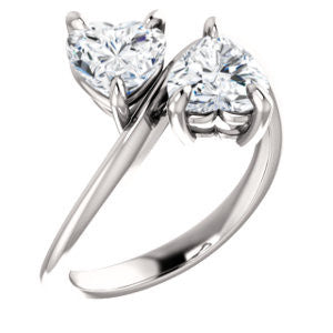 Cubic Zirconia Engagement Ring- The Patti (Customizable Heart Cut 2-stone Bypass Style)