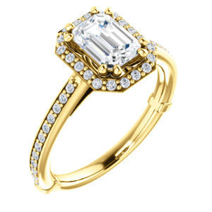 Cubic Zirconia Engagement Ring- The Jessika (Customizable Cathedral-set Radiant Cut Design with Halo and Thin Pavé Band)