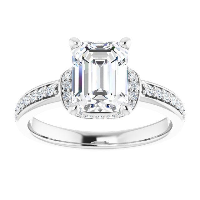 Cubic Zirconia Engagement Ring- The Ella (Customizable Radiant Cut Setting with Organic Under-halo & Shared Prong Band)