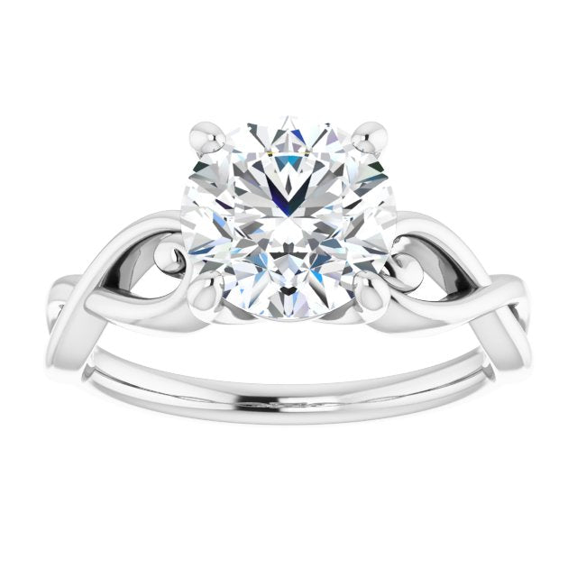 Cubic Zirconia Engagement Ring- The Eleonora (Customizable Round Cut Solitaire Design with Tapered Infinity-symbol Split-band)