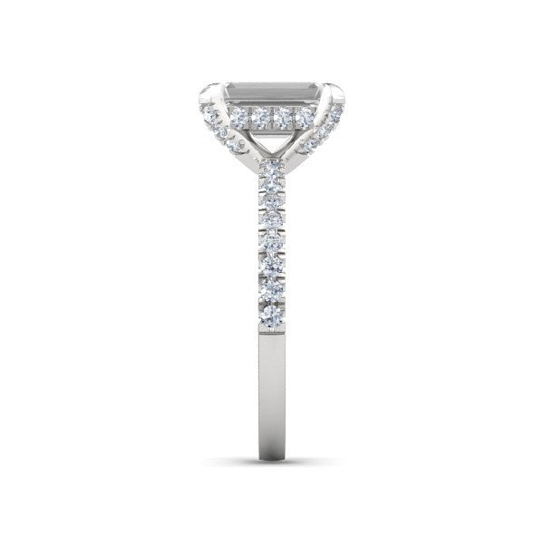 Cubic Zirconia Engagement Ring- The Kate (Emerald Cut with Pave Band)