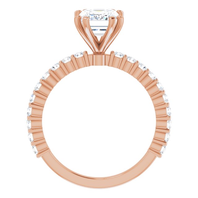 Cubic Zirconia Engagement Ring- The Thea (Customizable 8-prong Radiant Cut Design with Thin, Stackable Pavé Band)