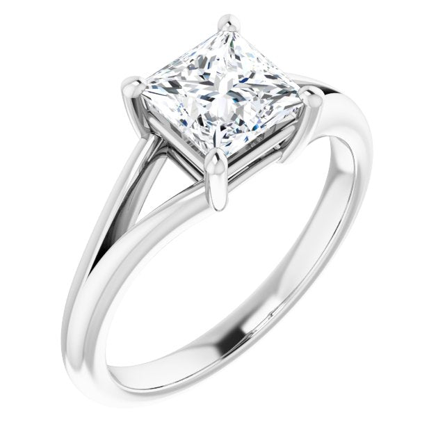 10K White Gold Customizable Princess/Square Cut Solitaire with Tapered Split Band