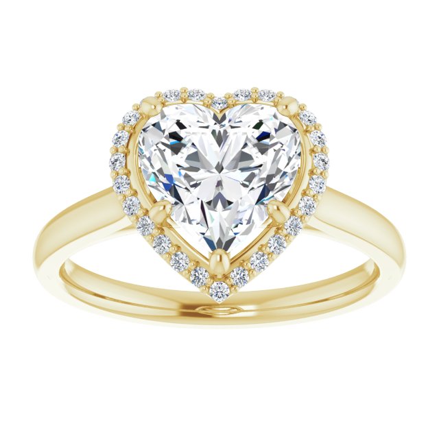 Cubic Zirconia Engagement Ring- The Amber (Customizable Halo-Styled Cathedral Heart Cut Design)
