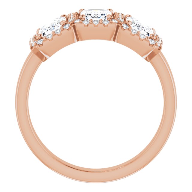 Cubic Zirconia Engagement Ring- The Delores (Customizable Radiant Cut Triple Halo 3-stone Design)