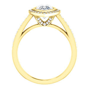 Cubic Zirconia Engagement Ring- The Samira (Customizable Halo-style Pear Cut with Under-Halo Trellis and Thin Pavé Band)