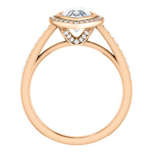 Cubic Zirconia Engagement Ring- The Samira (Customizable Halo-style Pear Cut with Under-Halo Trellis and Thin Pavé Band)