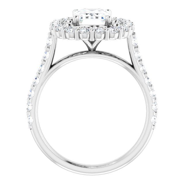 Cubic Zirconia Engagement Ring- The Flora (Customizable Radiant Cut Cathedral Style with Oversized Halo)