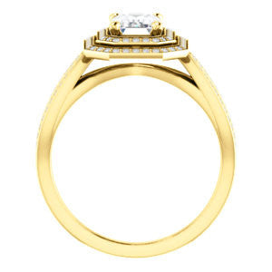 Cubic Zirconia Engagement Ring- The Shannan (Customizable Cathedral-set Emerald Cut 2x Halo with Split-Pavé Band)