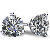 Cubic Zirconia Earrings-  Customizable 3 Prong Round CZ Stud Earring Set