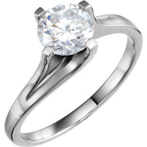 Cubic Zirconia Engagement Ring- The Johanna (0.16-1.0 Carat Round Cut Solitaire with Alternating Sides Metal Shank)