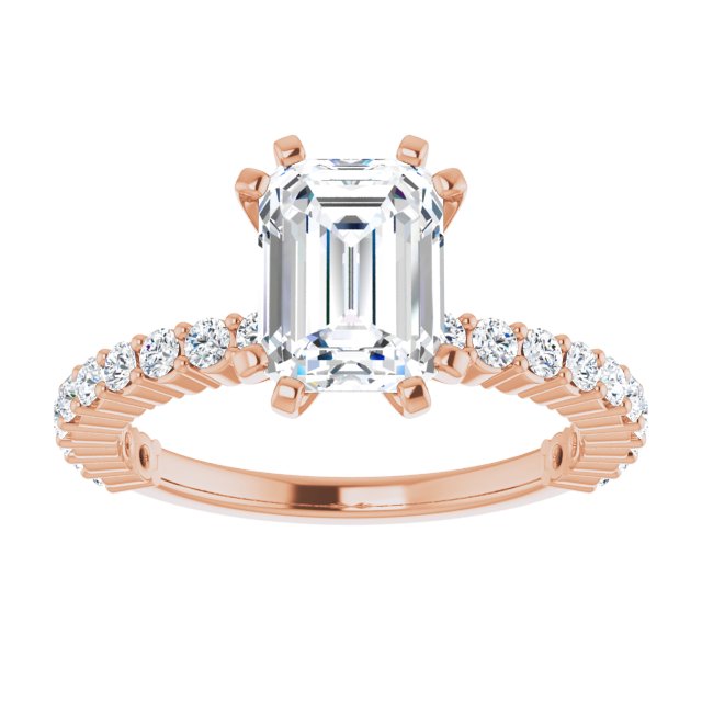 Cubic Zirconia Engagement Ring- The Thea (Customizable 8-prong Radiant Cut Design with Thin, Stackable Pavé Band)