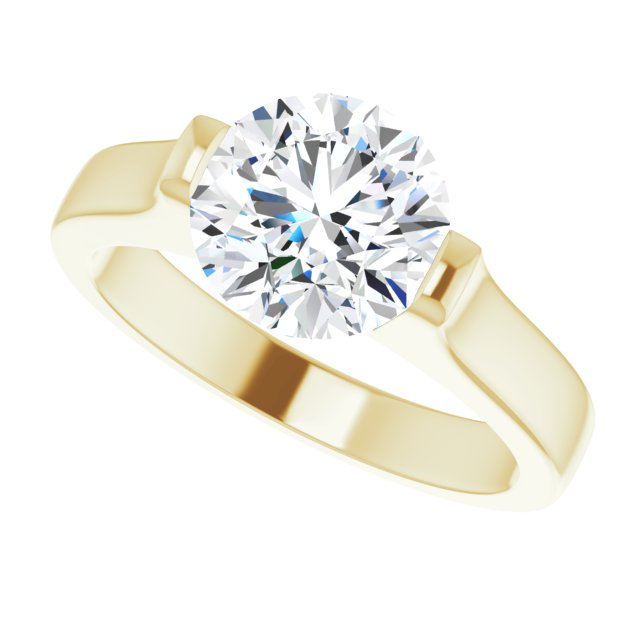 Cubic Zirconia Engagement Ring- The Jiàn (Customizable Bar-set Round Cut Solitaire)