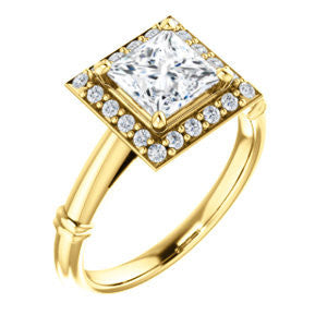 Cubic Zirconia Engagement Ring- The Lianna (Customizable Halo-Style Princess Cut Design)