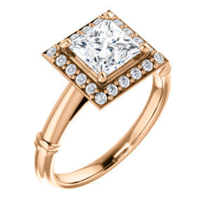 Cubic Zirconia Engagement Ring- The Lianna (Customizable Halo-Style Princess Cut Design)