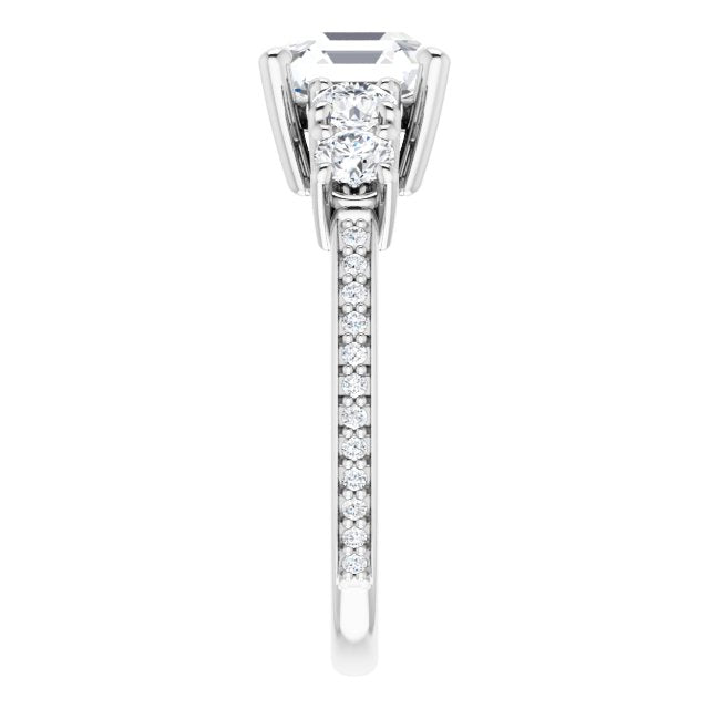 Cubic Zirconia Engagement Ring- The Denae (Customizable 5-stone Asscher Cut Design Enhanced with Accented Band)