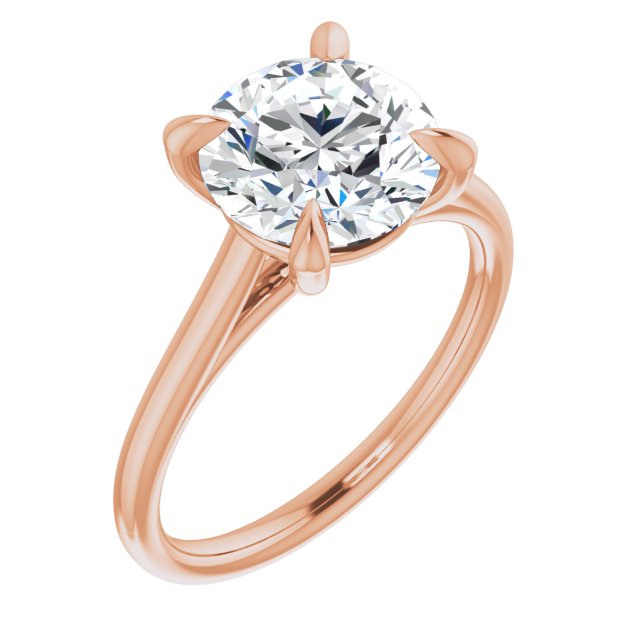14K Rose Gold Customizable Classic Cathedral Round Cut Solitaire