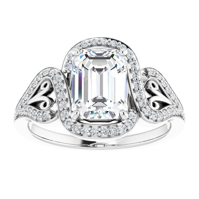 Cubic Zirconia Engagement Ring- The Alexis Rose (Customizable Radiant Cut Design with Bypass Halo and Split-Shared Prong Band)