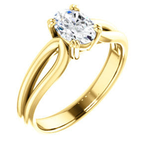 Cubic Zirconia Engagement Ring- The Jan (Customizable Oval Cut Thick-Split Band Solitaire)