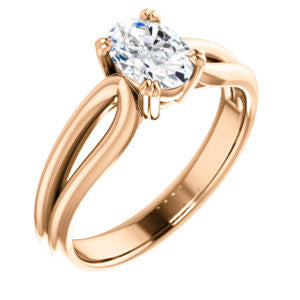 Cubic Zirconia Engagement Ring- The Jan (Customizable Oval Cut Thick-Split Band Solitaire)