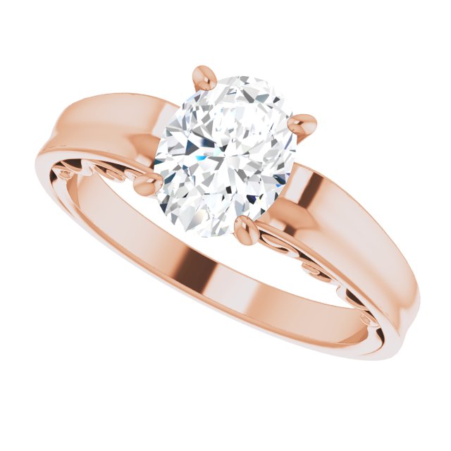 Cubic Zirconia Engagement Ring- The Aliyah Rose (Customizable Oval Cut Solitaire)