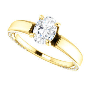 Cubic Zirconia Engagement Ring- The Rosalina (Customizable Oval Cut with Three-sided Pavé Band)