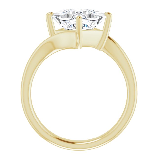 Cubic Zirconia Engagement Ring- The Alva (Customizable Princess/Square Cut Solitaire with Thin, Bypass-style Band)