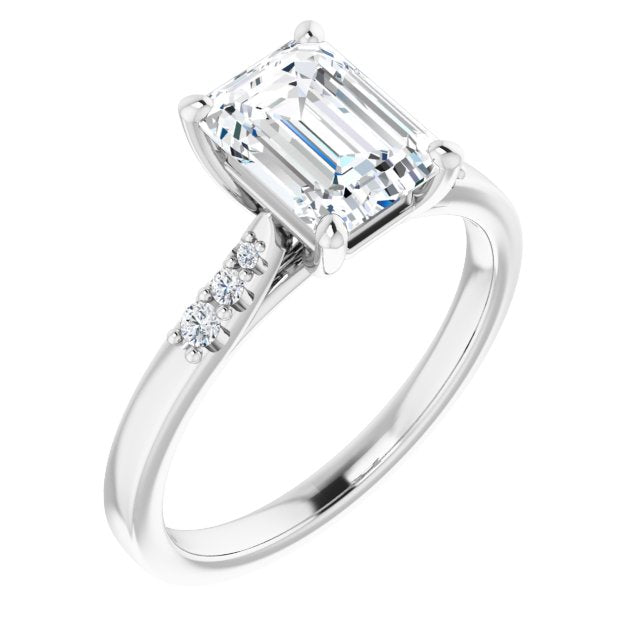 Cubic Zirconia Engagement Ring- The Kayla Love (Customizable 7-stone Radiant Cut Cathedral Style with Triple Graduated Round Cut Side Stones)