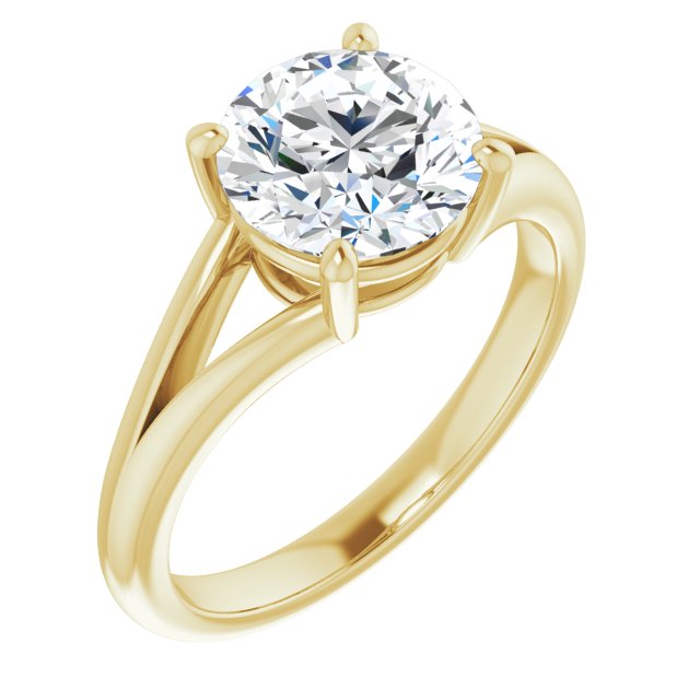 Cubic Zirconia Engagement Ring- The Ning (Customizable Round Cut Solitaire with Tapered Split Band)