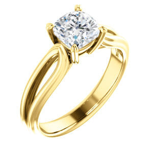 Cubic Zirconia Engagement Ring- The Piper (Customizable Cushion Cut Solitaire with Flared Split-band)